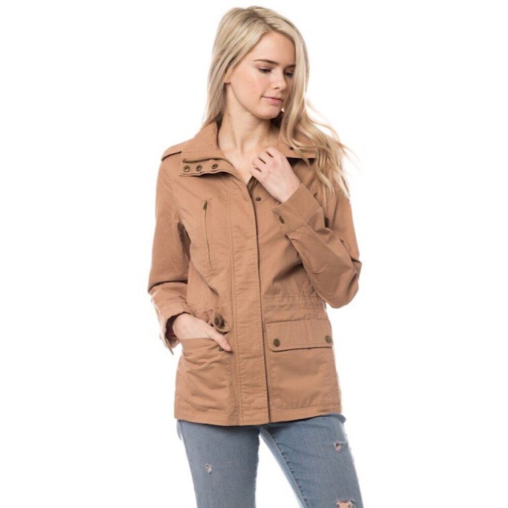 A216-A • Taupe Cotton Utility Anorak Military Jacket